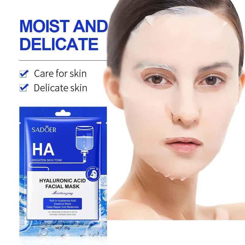 10/20Pcs Vitamin E Hyaluronic Acid Oligopeptide Facial Mask Whitening Moisturizing Hydrating Oil-Control Sheet Face Mask Care