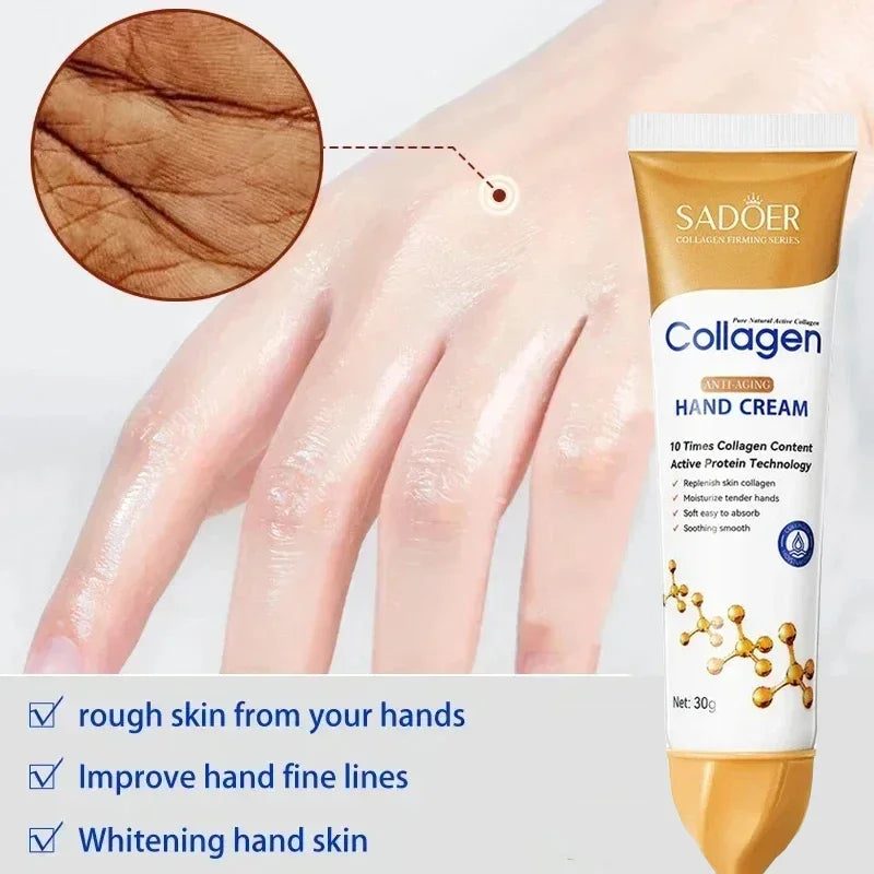 Collagen Anti-Wrinkle Hand Cream Anti-Drying Cracked Whitening Moisturizer Fade Fine Line Soft Smooth Repair Hand Foot Skin Care