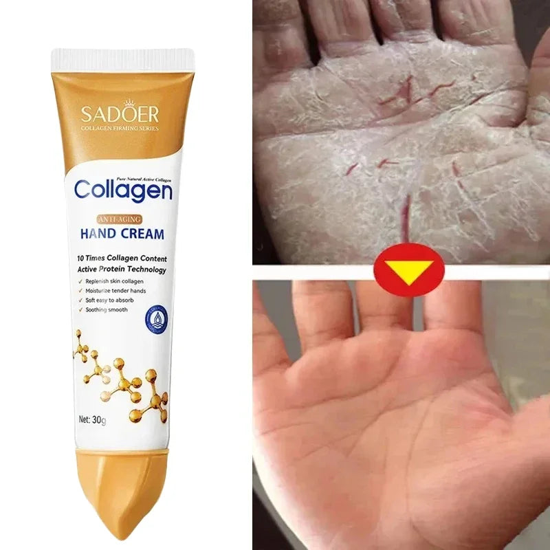 Collagen Anti-Wrinkle Hand Cream Anti-Drying Cracked Whitening Moisturizer Fade Fine Line Soft Smooth Repair Hand Foot Skin Care