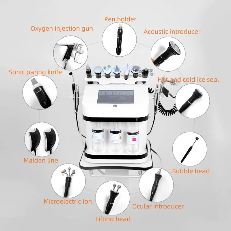 11 in 1 Facial Machine H2O2 Aqua Peeling Lift Skin Bubble Moisturizer Oxygen Machine